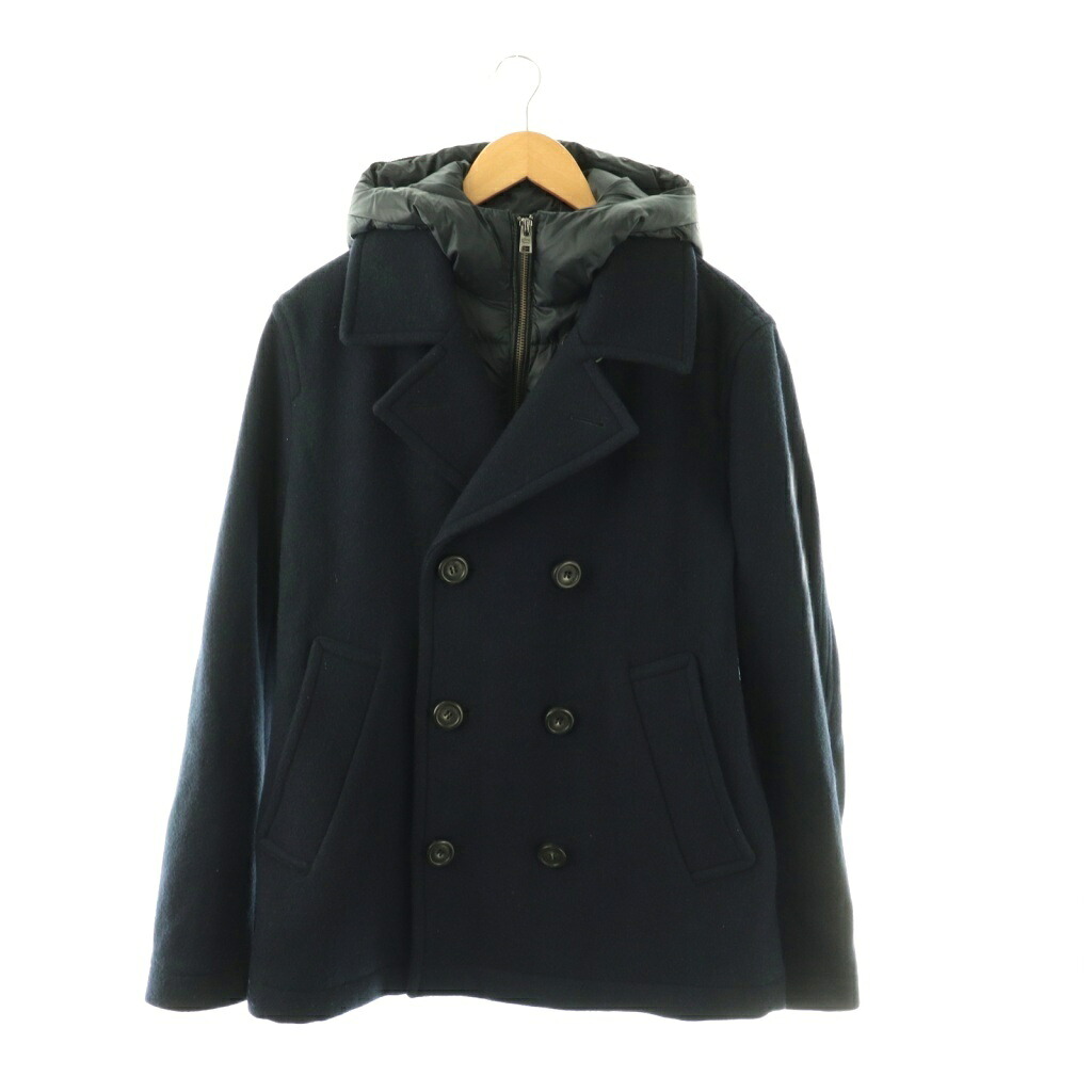 【中古】ウールリッチウーレンミルズ WOOLRICH WOOLEN MILLS Pコート ピーコート アウター ダウンライナー ダブル ワンカラー M 紺 ネイビー /BB ■GY17 メンズ 【ベクトル 古着】 260323