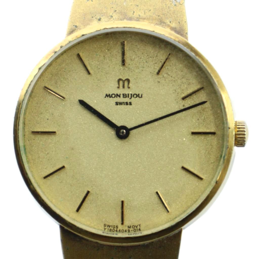 【中古】MON BIJOU モンビジュ I180404A-90 腕時計 ウォッチ 手巻き ロゴ ゴールド色 ■GY11 /MQ メンズ 【ベクトル 古着】 260331 6,230円