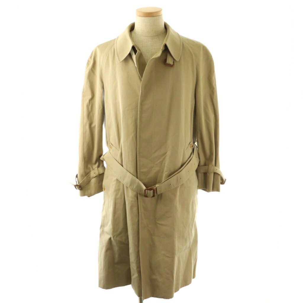 【中古】アクアスキュータム AQUASCUTUM Aqua 5 ステンカラーコート 裏地チェック ヴィンテージ コットン ベージュ /NR ■GY35 メンズ 【ベクトル 古着】 260330