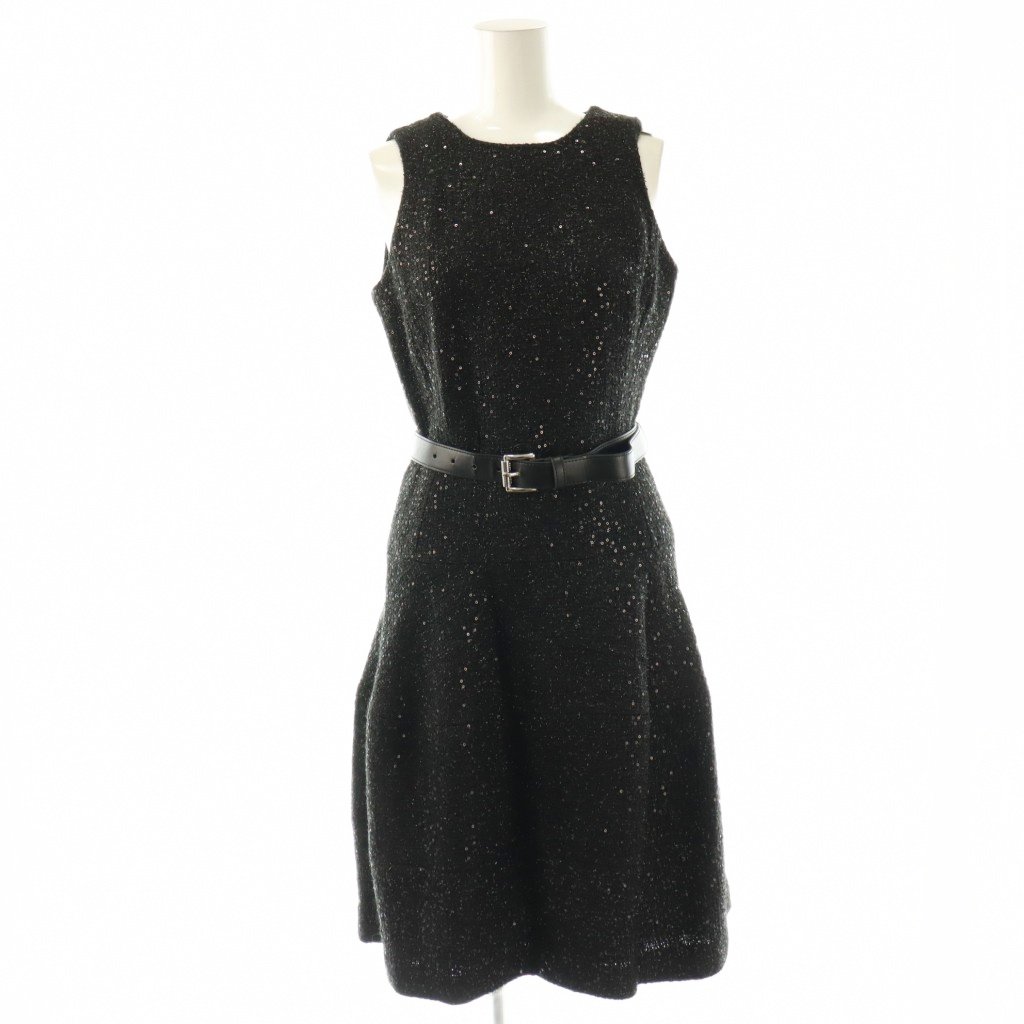 【中古】マイケルマイケルコース Michael michael kors ワンピース ひざ丈 ノースリーブ スパンコール ベルト付き ロング 0 ブラック /HK ■GY18 レディース 【ベクトル 古着】 260326