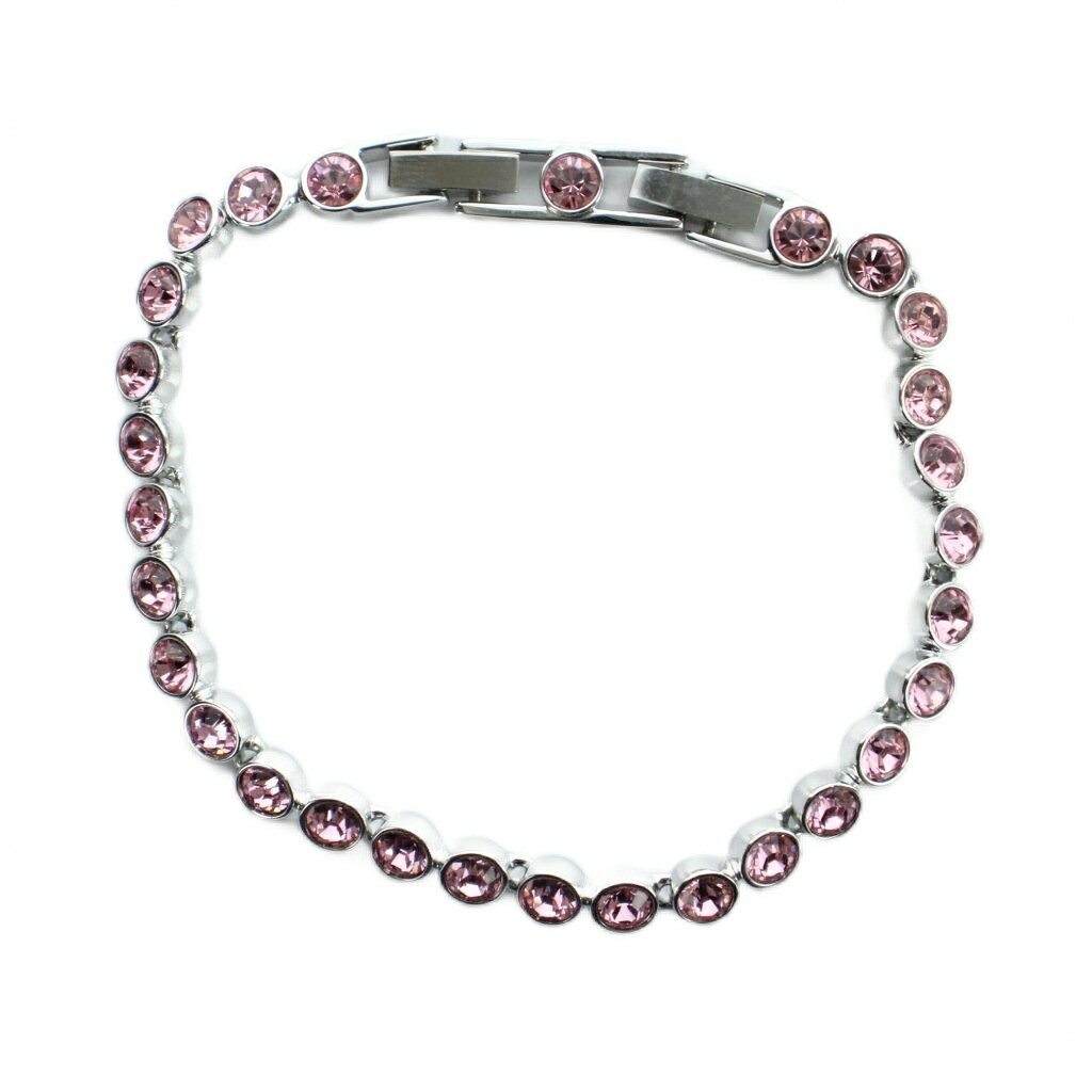 【中古】スワロフスキー SWAROVSKI ブレスレット アクセサリー バングル ロゴ シルバー色 ピンク ■GY18 /MQ レディース 【ベクトル 古着】 260401