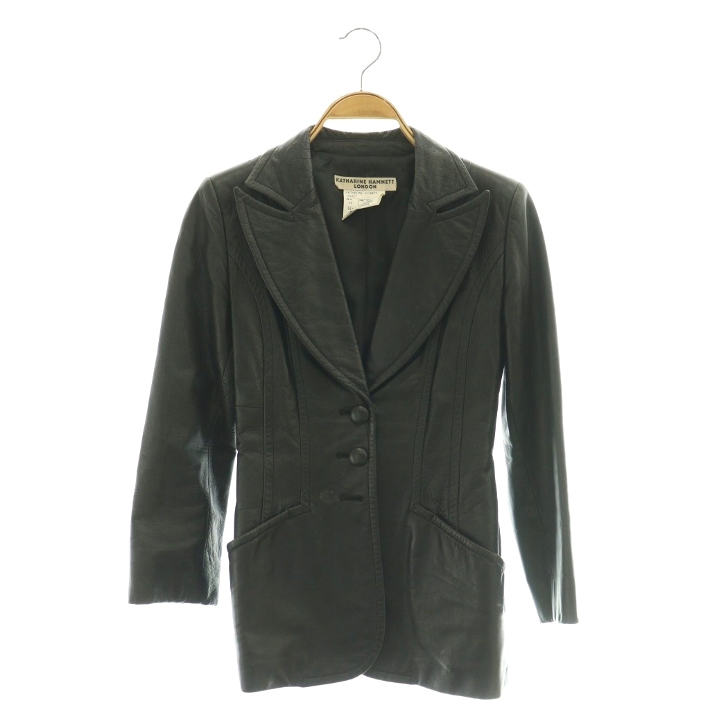 【中古】キャサリンハムネット KATHARINE HAMNETT レザージャケット 牛革 テーラード 3B 総裏地 M ブラック /MY ■OS レディース 【ベクトル 古着】 260330