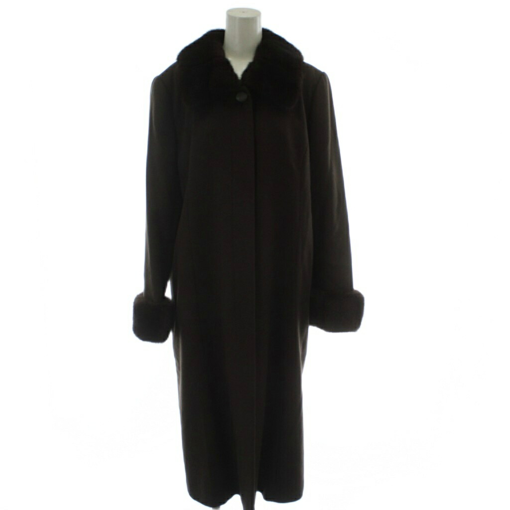 【中古】レリアン Leilian ステンカラーコート カシミヤ 9 茶 ブラウン ロング丈 ファー襟 長袖 8707636-A /GG ■GY18 レディース 【ベクトル 古着】 260324 10,062円