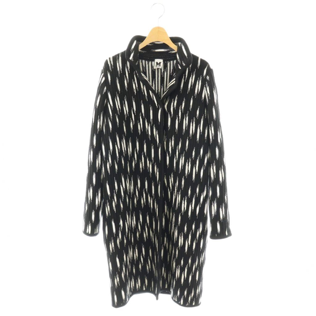 【中古】ミッソーニ MISSONI ニットコート ロング 総柄 40 ブラック ホワイト ■GY18 レディース 【ベクトル 古着】 260331|ブランド古着の買取販売ベクトル