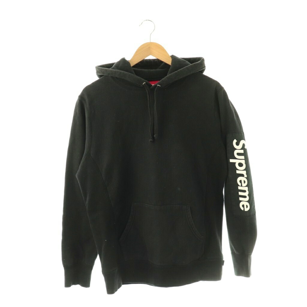 【中古】シュプリーム SUPREME SLEEVE PATCH HOODED SWEAT SHIRT 汗水 調教師 ボックス席ロゴタイプ 長袖 M 黒いこと 白いこと /DO ■GY メンズ 【ベクター 古着】 260326