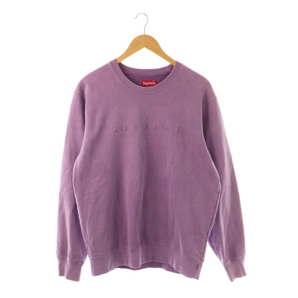 【中古】シュプリーム SUPREME OVERDYED CREWNECK SWEAT SHIRT 汗水 調教師 ロゴタイプ刺しゅう  M パープル /DO メンズ 【ベクター 古着】 260326