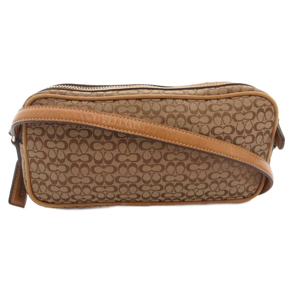 【中古】コーチ職 COACH 合切袋 ショルダーバッグ 名書き 帆布 なめし革 ベージュ 6341 /FF ■GY18 レディース 【ベクター 古着】 260407