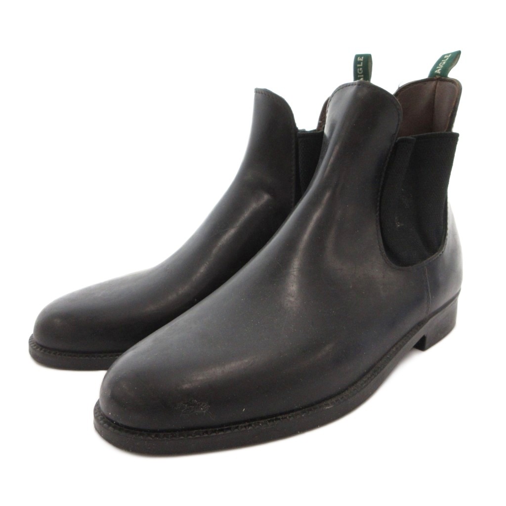 【中古】エーグル AIGLE ショートブーツ サイドゴア ロゴ 10 黒 ブラック /FF ■GY18 メンズ 【ベクトル 古着】 260408