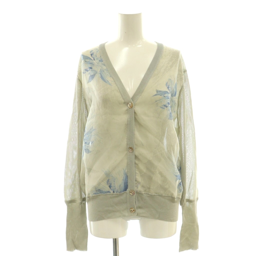 【中古】サルヴァトーレフェラガモ Salvatore Ferragamo ニットカーディガン セーター シルク 切替 L グレー /SS ■OS ■OH ■GY17 レディース 【ベクトル 古着】 260329