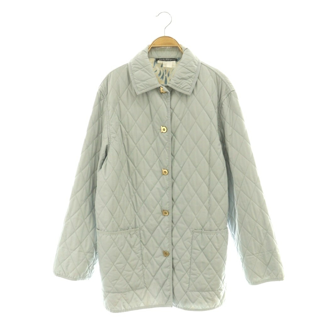 【中古】サルヴァトーレフェラガモ Salvatore Ferragamo キルティングコート ガンチーニ ロゴ I44 ライトブルー /SS ■OS ■OH ■GY17 レディース 【ベクトル 古着】 260329
