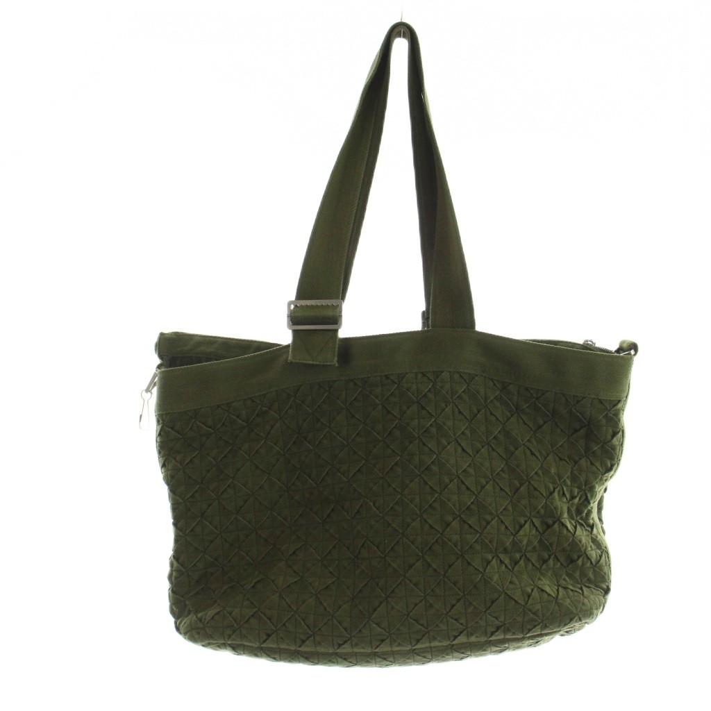 【中古】ボッテガヴェネタ BOTTEGA VENETA ウェビング 幕営 トートバッグ 御手々 イントレチャート ロゴタイプ カーキ ■GY17 /MQ メンズ 【ベクター 古着】 260327