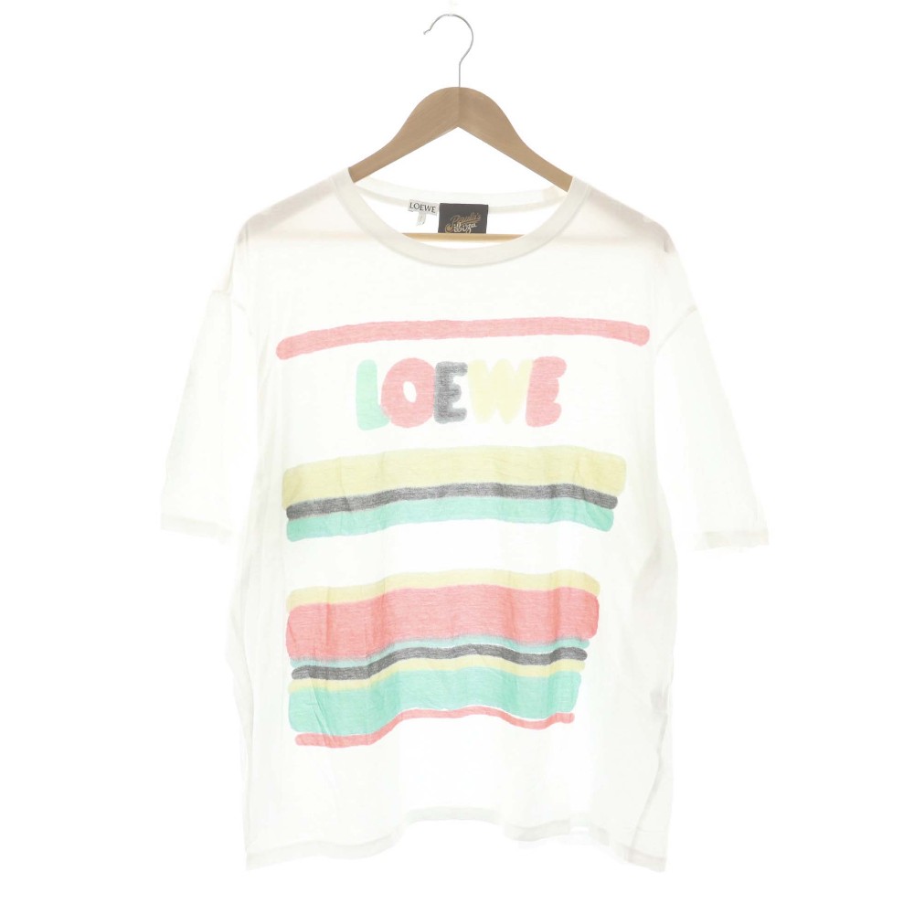 【中古】ロエベ LOEWE Paula's Ibizaパウラズイビザ Tシャツ 半袖 クルーネック ロゴ プリント L 白 ホワイト H616Y22J12 /BB ■GY17 メンズ 【ベクトル 古着】 260331