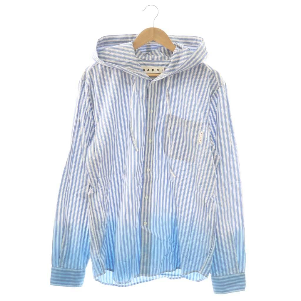 【中古】マルニ MARNI 22SS グラデーションストライプフード付き添い人長袖プルオーバー 46 サキソフォン青色 白 白いこと /SS ■os ■GY17 メンズ 【ベクター 古着】 260330