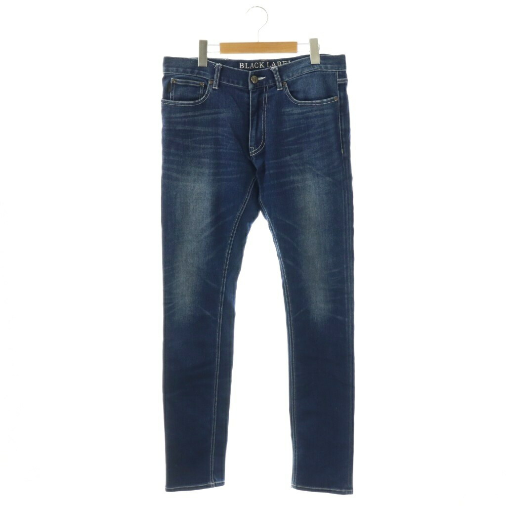 【中古】ブラックレーベルクレストブリッジ BLACK LABEL CRESTBRIDGE デニムパンツ ジーンズ ストレッチ ジップフライ ワンカラー ロゴパッチ L 紺 ネイビー /BB ■GY18 メンズ 【ベクトル 古着】 260330