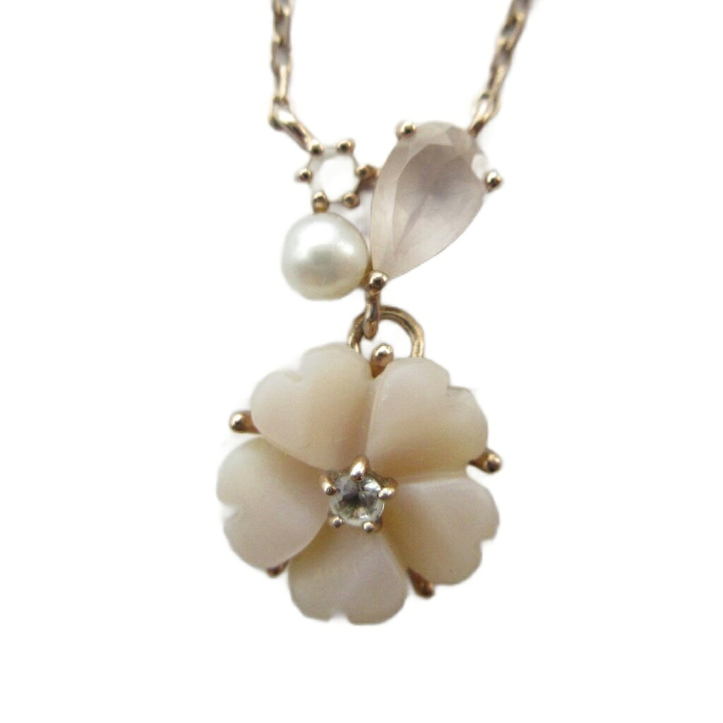 【中古】ヨンドシー 4℃ ネックレス アクセサリー Silver925 ラインストーン 花 ピンクゴールド色 ■GY18 /MQ レディース 【ベクトル 古着】 260404