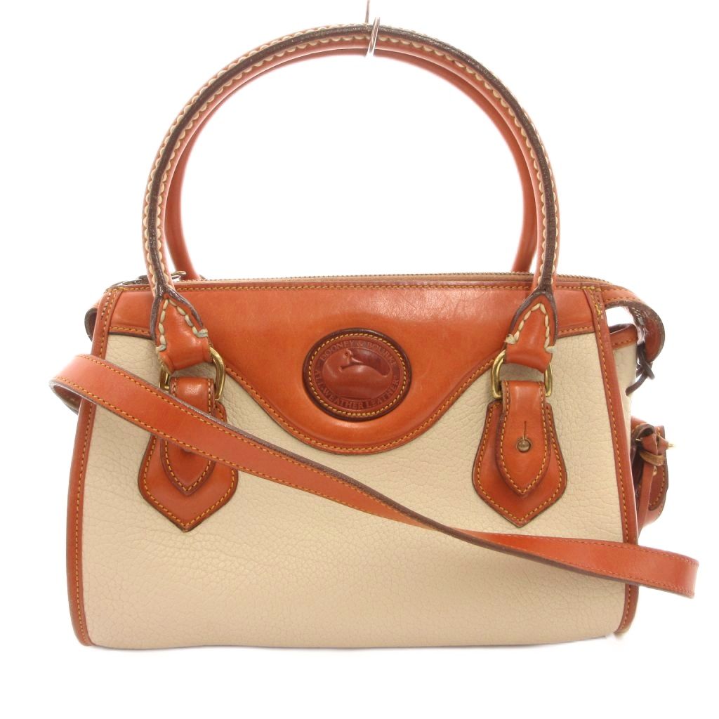 【中古】ドゥーニーアンドバーク DOONEY&BOURKE ショルダーバッグ ハンド 2WAY ロゴ レザー茶 アイボリー /FF ■GY18 【ベクトル 古着】 260407