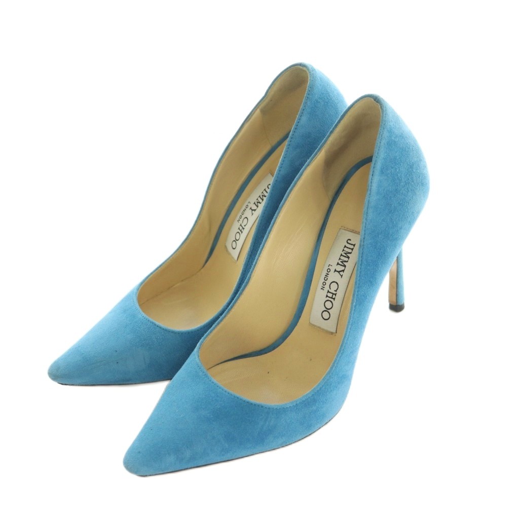 【中古】ジミーチュウ JIMMY CHOO パンプス ポインテッドトゥ ピンヒール スエード 35 22.0cm ライトブルー /MI ■GY18 レディース 【ベクトル 古着】 260410