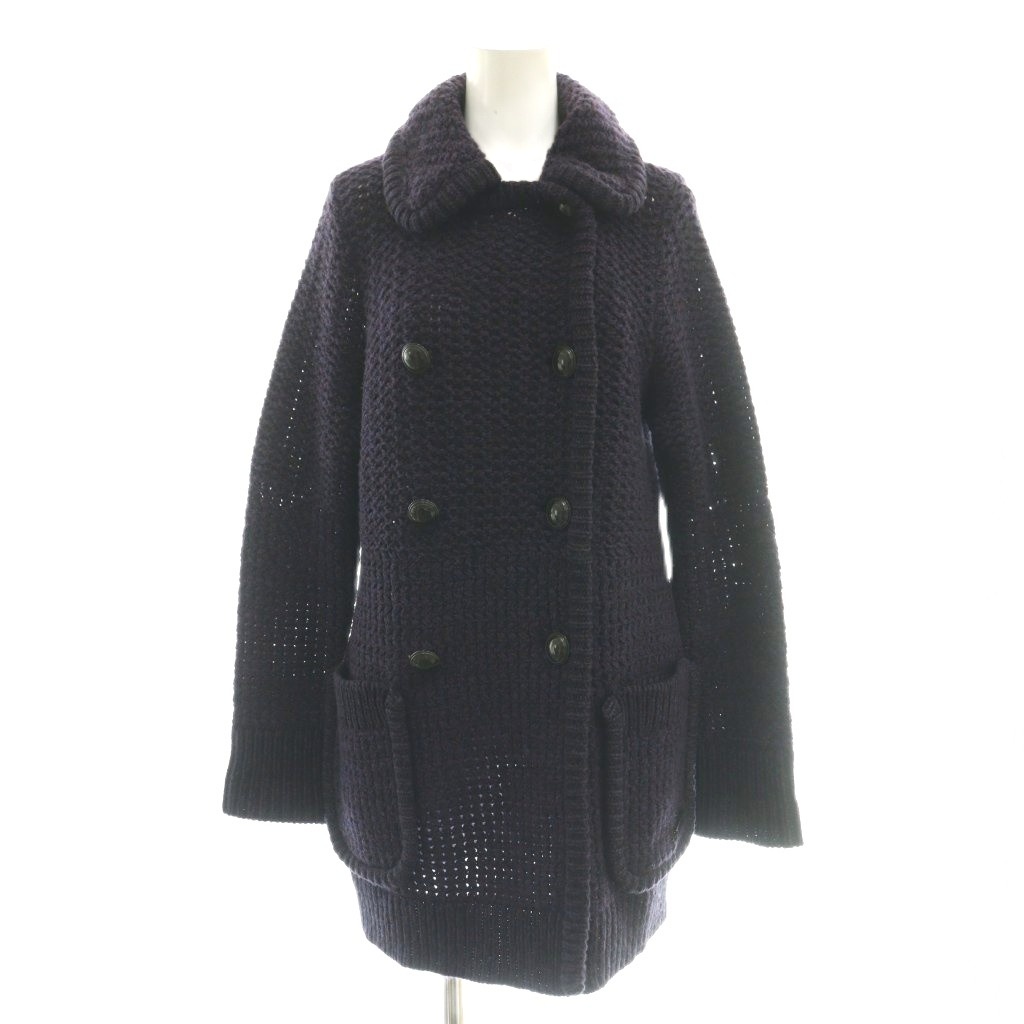 【中古】赤ちょうちんバリー 英国の首都 BURBERRY LONDON 編み物厚地の外套 アウター ステンカラー カシミール混 ダブル 1 パープル /CX ■GY99 レディース 【ベクター 古着】 260404