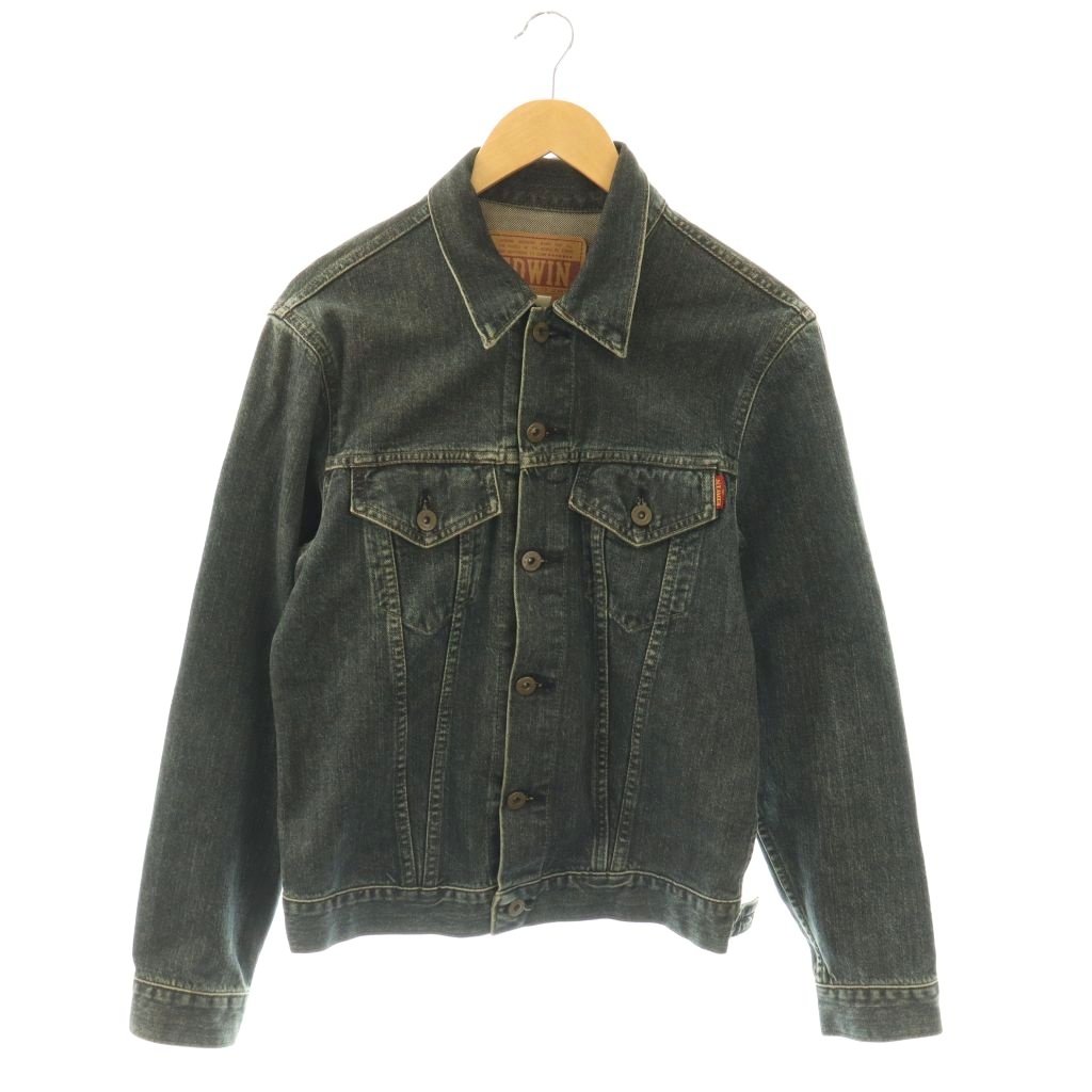 【中古】エドウィン EDWIN デニムジャケット Gジャン ステンカラー M チャコール /CX ■GY99 メンズ 【ベクトル 古着】 260406