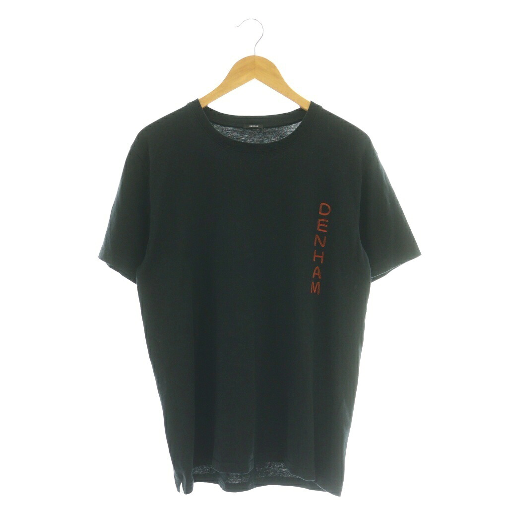 【中古】デンハム DENHAM Tシャツ カットソー ロゴ刺繍 ブラック /CX ■GY99 メンズ 【ベクトル 古着】 260404