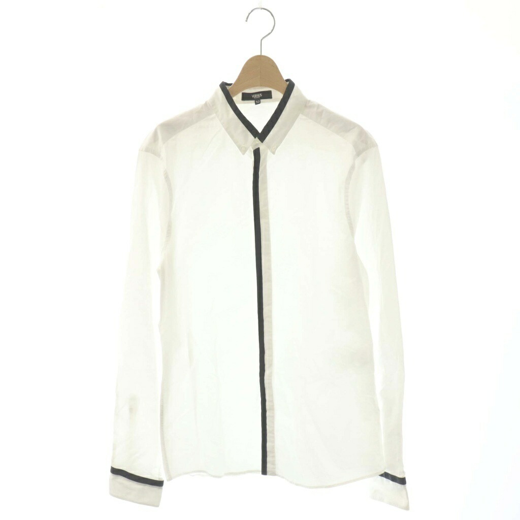 【中古】ヴェルサーチ ヴェルサーチェ VERSACE ヴェルサス VERSUS シャツ 長袖 パイピング 50 白 黒 ホワイト ブラック /CX ■GY99 メンズ 【ベクトル 古着】 260411