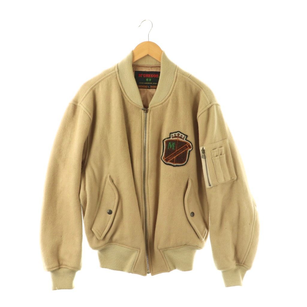 【中古】マックレガー マクレガー McGREGOR スタジャン MA-1ジャケット ヴィンテージ ジップアップ L ベージュ /DO ■GY44 メンズ 【ベクトル 古着】 260402
