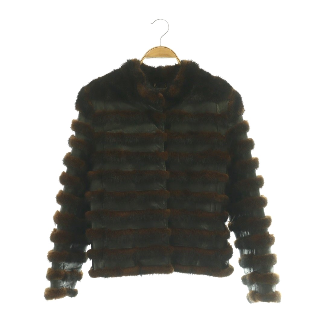 【中古】洋弓 BEAU ミンクのコート毛革 厚地の外套 黒 黒いこと 縞模様柄 照明ランプ色合い /AZ ■GY11 レディース 【ベクター 古着】 260407 コート・ジャケット-レディースファッション