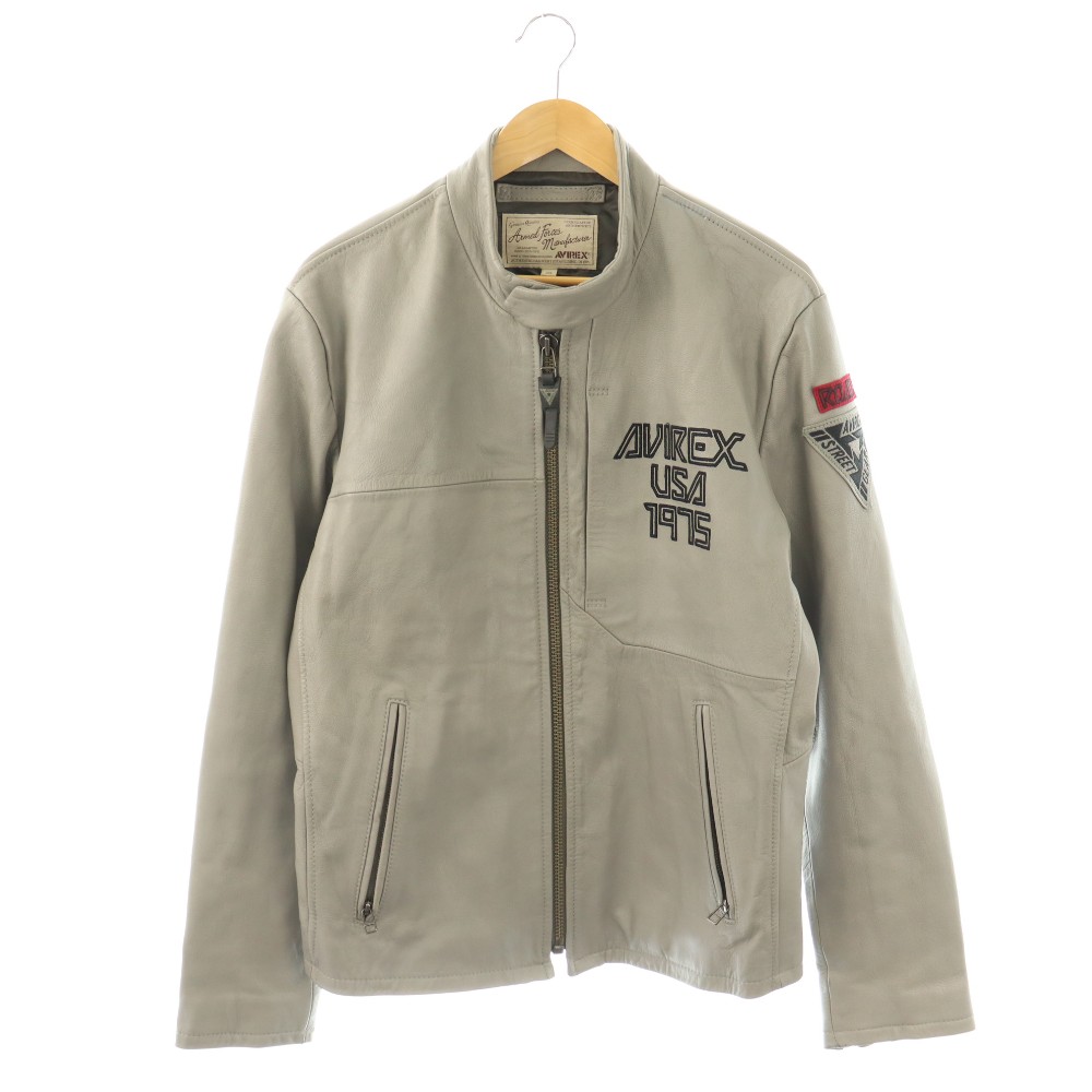【中古】アヴィレックス AVIREX 6181062 STREET GEAR ROAD ライダース 上衣 ジップアップ シングル 撥水 ゴートレザー 2XL 薄墨色 /HK  メンズ 【ベクター 古着】 260407