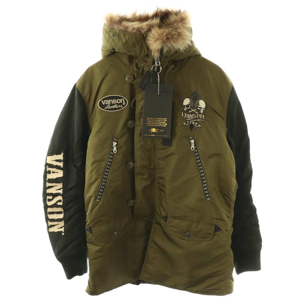 【中古】バンソン VANSON クローズ WORSTコラボ 武装戦線 TFOA フライトジャケット N-3B 刺繍 スカル XXL カーキ ブラック /DO メンズ 【ベクトル 古着】 260403|ブランド古着の買取販売ベクトル