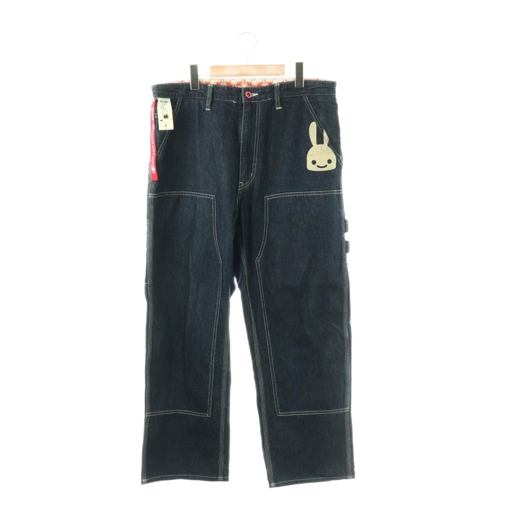 【中古】キューン CUNE 2連うさぎペイント ワークパンツ ペインターパンツ デニム ジーンズ 3 インディゴ RT08SK41 /CX ■GY40 メンズ 【ベクトル 古着】 260404