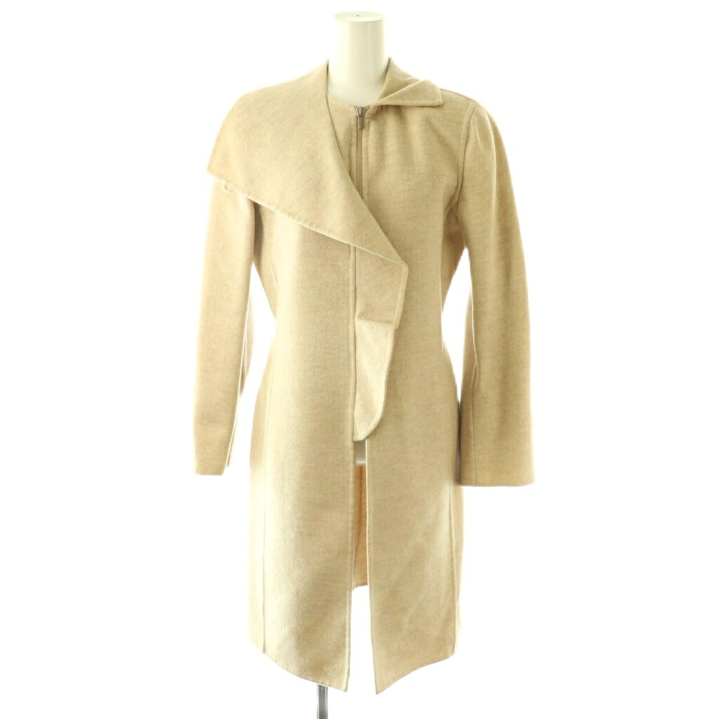 【中古】ジョルジオアルマーニ GIORGIO ARMANI 厚地の外套 カシミール うつり変わり ジップアップ 38 ベージュ /DF ■GY18 レディース 【ベクター 古着】 260421