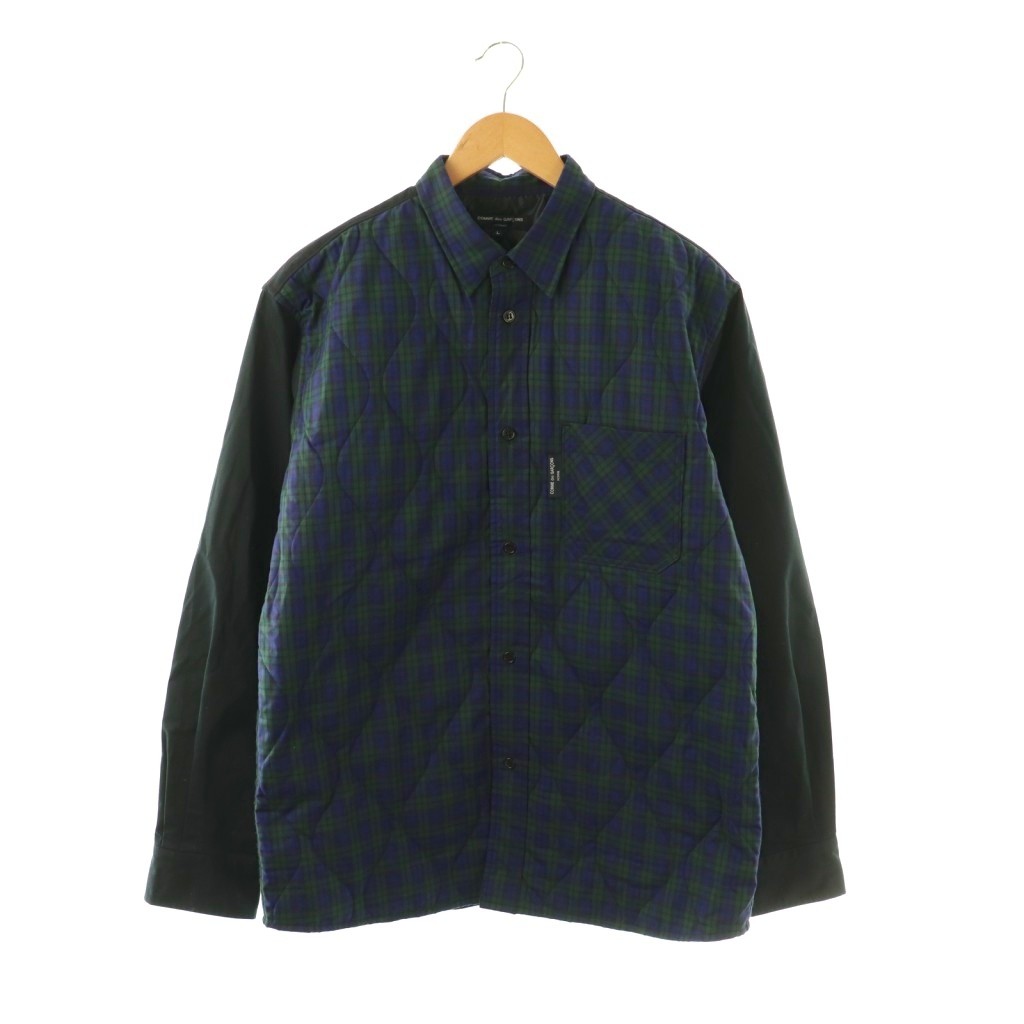 【中古】コムデギャルソンオム COMME des GARCONS HOMME HT-B035 シャツ ドッキングシャツ ナイロン コットン 中綿 L ブルー グリーン /HK メンズ 【ベクトル 古着】 260413｜ブランド古着の買取販売ベクトル