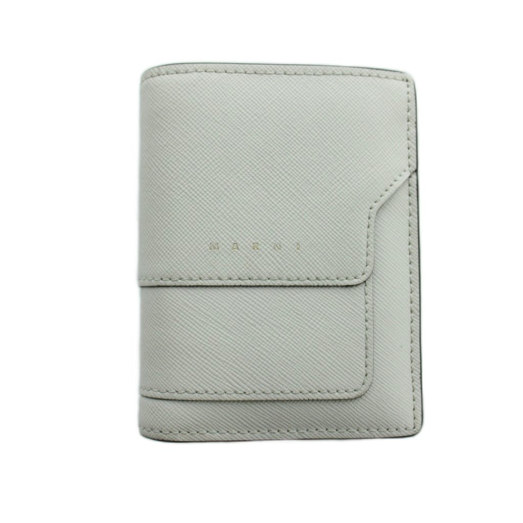 【中古】マルニ MARNI 二つ折り財布 ウォレット レザー 型押し ロゴ グレー ■GY18 /MQ レディース 【ベクトル 古着】 260406