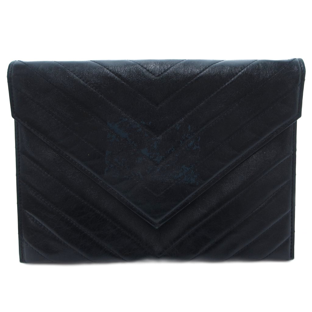 【中古】イヴサンローラン YVES SAINT LAURENT クラッチバッグ セカンド パーティ ステッチ レザー 紺 ネイビー /FF レディース 【ベクトル 古着】 260508｜ブランド古着の買取販売ベクトル