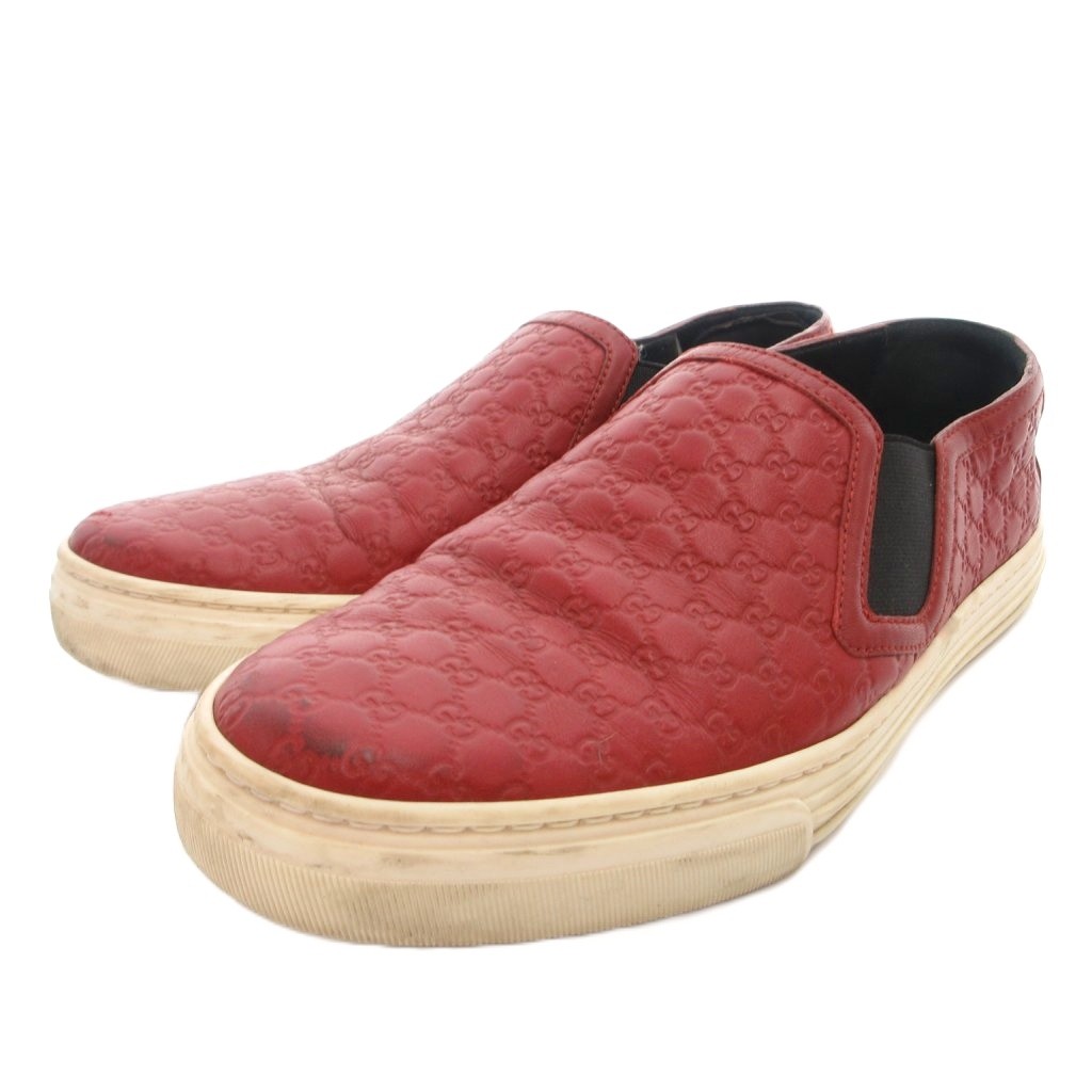 【中古】グッチ GUCCI スリッポン シューズ なめし革 GG柄 側面ゴア 37 赤 赤いこと /FF ■GY18 メンズ 【ベクター 古着】 260413