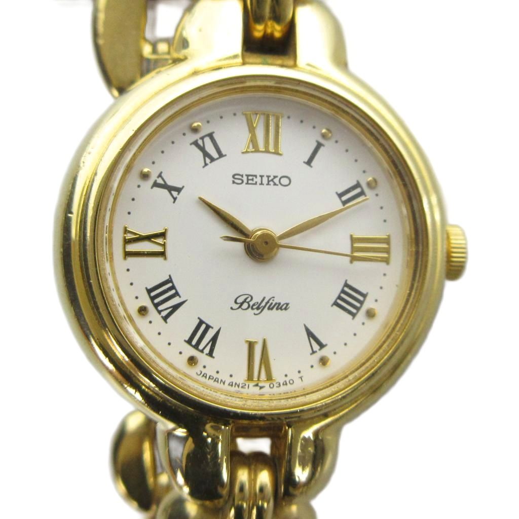【中古】セイコー SEIKO 4N21-0150 ベルフィーナ 腕時計 ウォッチ クォーツ 白文字盤 ゴールド色 ■GY18 /MQ レディース 【ベクトル 古着】 260524｜ブランド古着の買取販売ベクトル