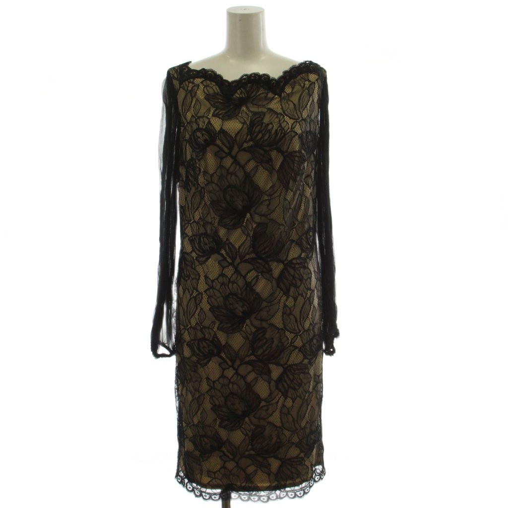 【中古】未使用品 タダシショージ TADASHI SHOJI ワンピース 4 黒 ベージュ ひざ丈 ドレス レース刺繍 シアー シフォン 8H456M /GG ■GY18 レディース 【ベクトル 古着】 260409|ブランド古着の買取販売ベクトル