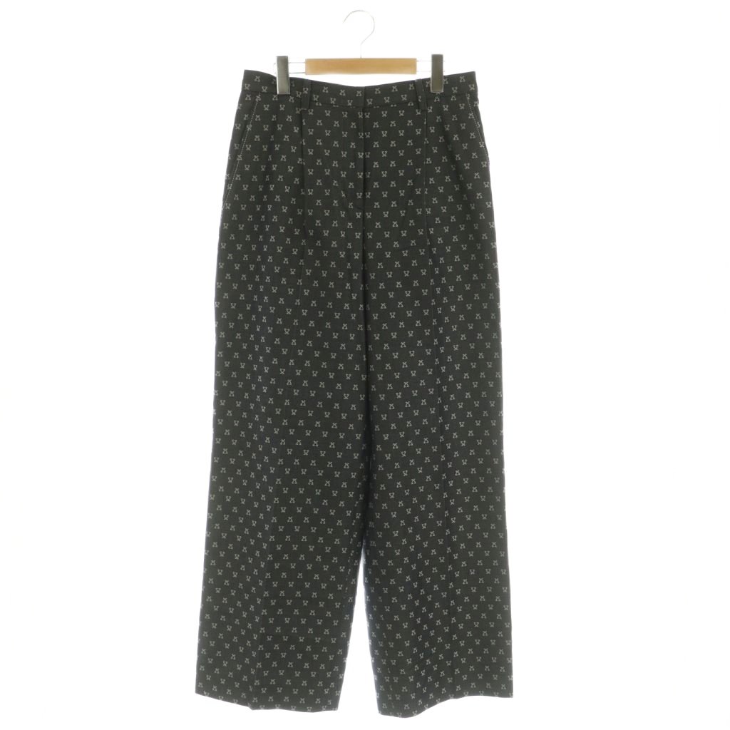 【中古】未使用品 レオナール LEONARD FASHION ワイドパンツ 総柄 シルク混 42 ダークグレー 0353365 /MI ■GY19 レディース 【ベクトル 古着】 260413|ブランド古着の買取販売ベクトル