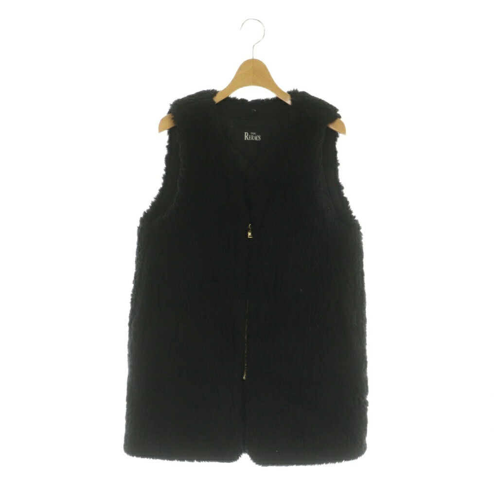 【中古】ザ リラクス THE RERACS 20FW ボアベスト チュニック丈 ウール F 黒 20FW-RECT-134L-UASP-F /MI ■GY19 レディース 【ベクトル 古着】 260413