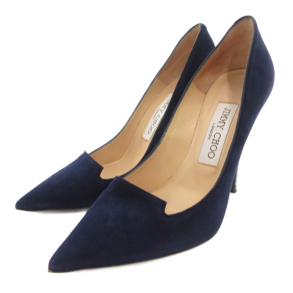 【中古】ジミーチュウ JIMMY CHOO パンプス ポインテッドトゥ スエードクロス ハイヒール 35 紺 米国海軍 /FF ■GY19 レディース 【ベクター 古着】 260413 レディース靴-パンプス
