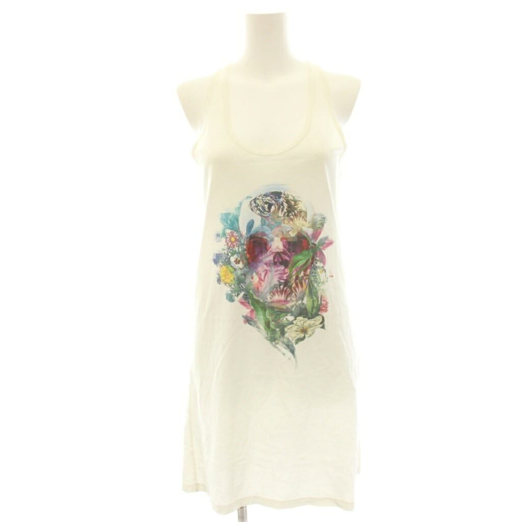 【中古】ジバンシィ GIVENCHY Tシャツ カットソー ノースリーブ フラワースカル プリント S 白 ホワイト /HN ■GY03 レディース 【ベクトル 古着】 260413