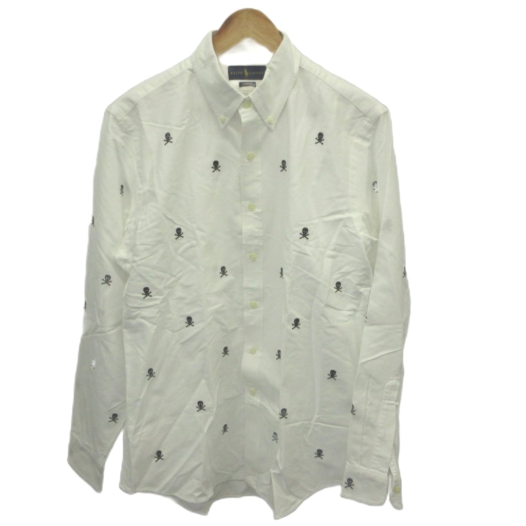 【中古】ラルフローレン RALPH LAUREN プルオーバー L/G 白 白いこと スカル柄 ボタンダウンカラー 長袖 /KV ■GY99 メンズ 【ベクター 古着】 260420