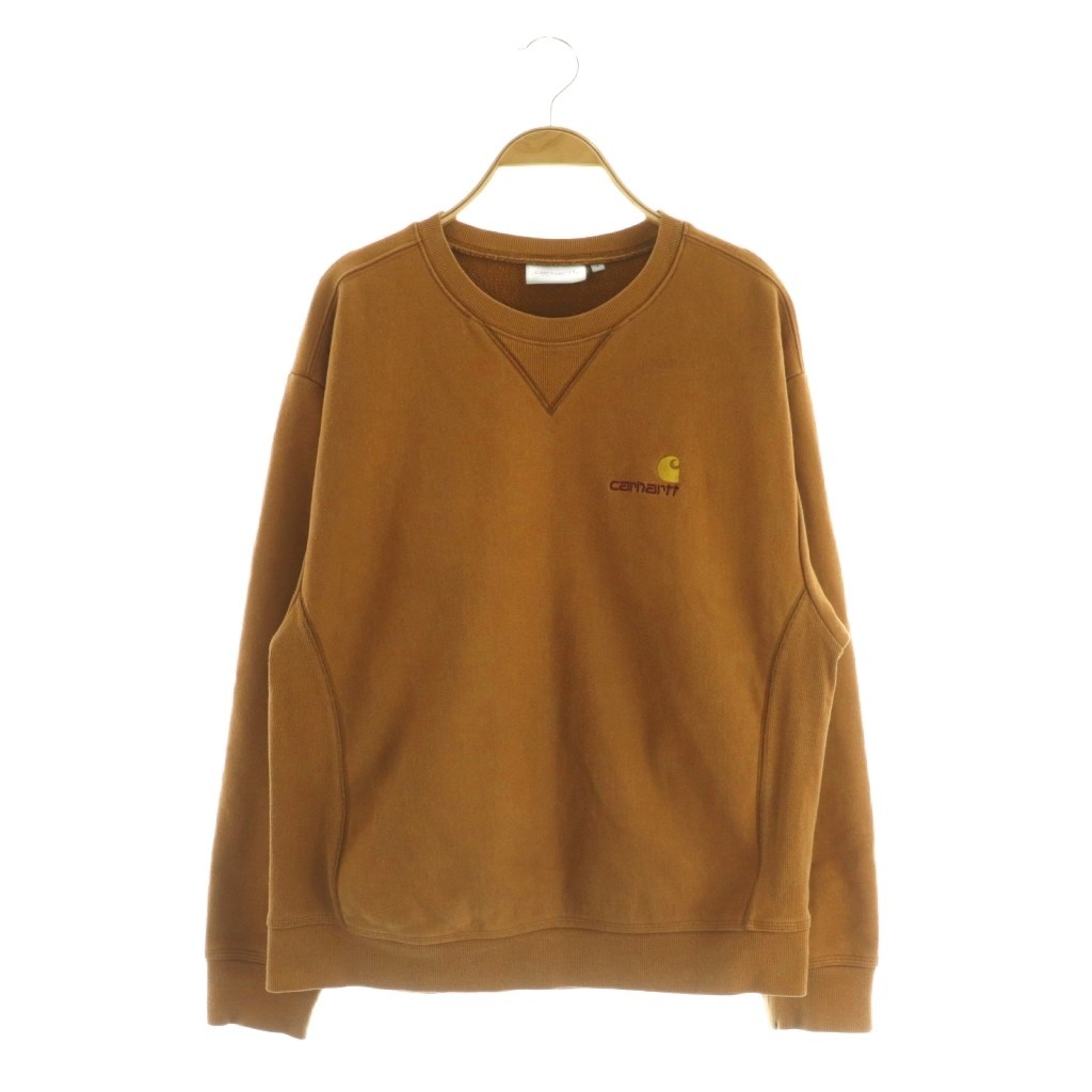 【中古】鉄道車両ハート型 carhartt American Script Sweat 汗水 調教師 長袖 裏起毛 ロゴタイプ刺しゅう S 赤銅色 /MY ■os ■GY06 メンズ 【ベクター 古着】 260420