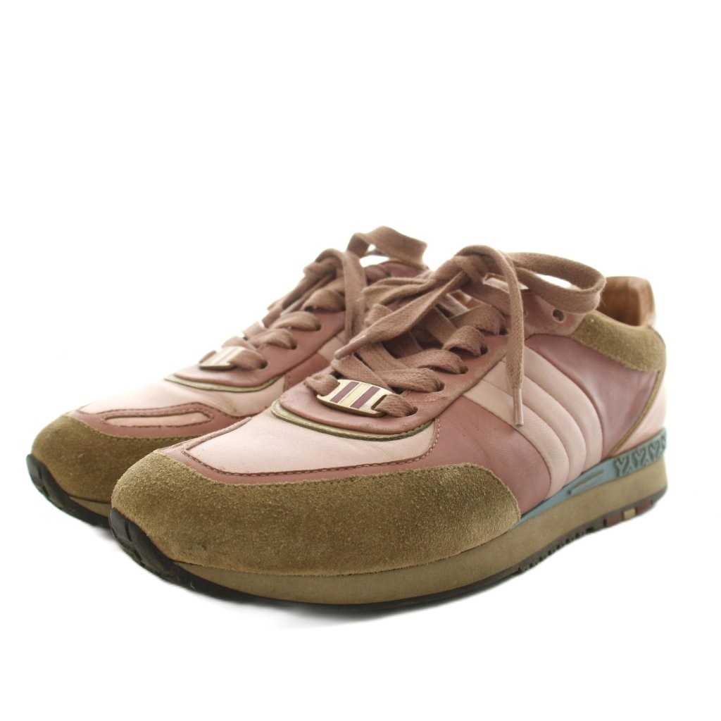 【中古】バリー BALLY asyia スニーカー シューズ ロゴタイプ スエードクロス なめし革 36 サクラ色 茶 赤銅色 /AN11 ■GY18 レディース 【ベクター 古着】 260425