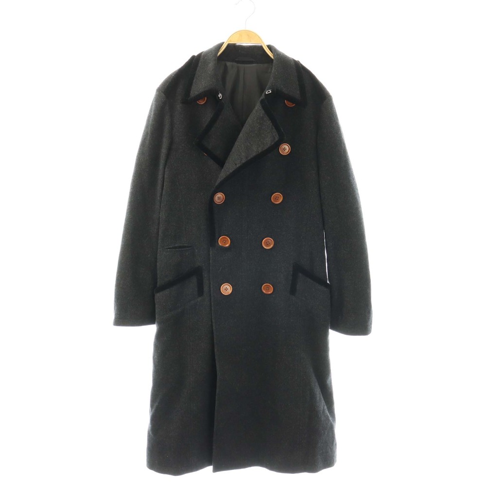 【中古】極点スミス PAUL SMITH トレンチコート ダブル ロング 羊毛 メルトン M 暗然たる薄墨色 黒いこと /DO ■GY12 メンズ 【ベクター 古着】 260423