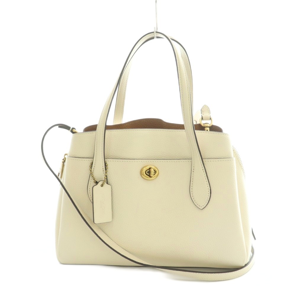 【中古】コーチ職 COACH 2WAY ハンドバック ショルダーバッグ なめし革 象牙色 91740 /MI ■GY18 レディース 【ベクター 古着】 260421