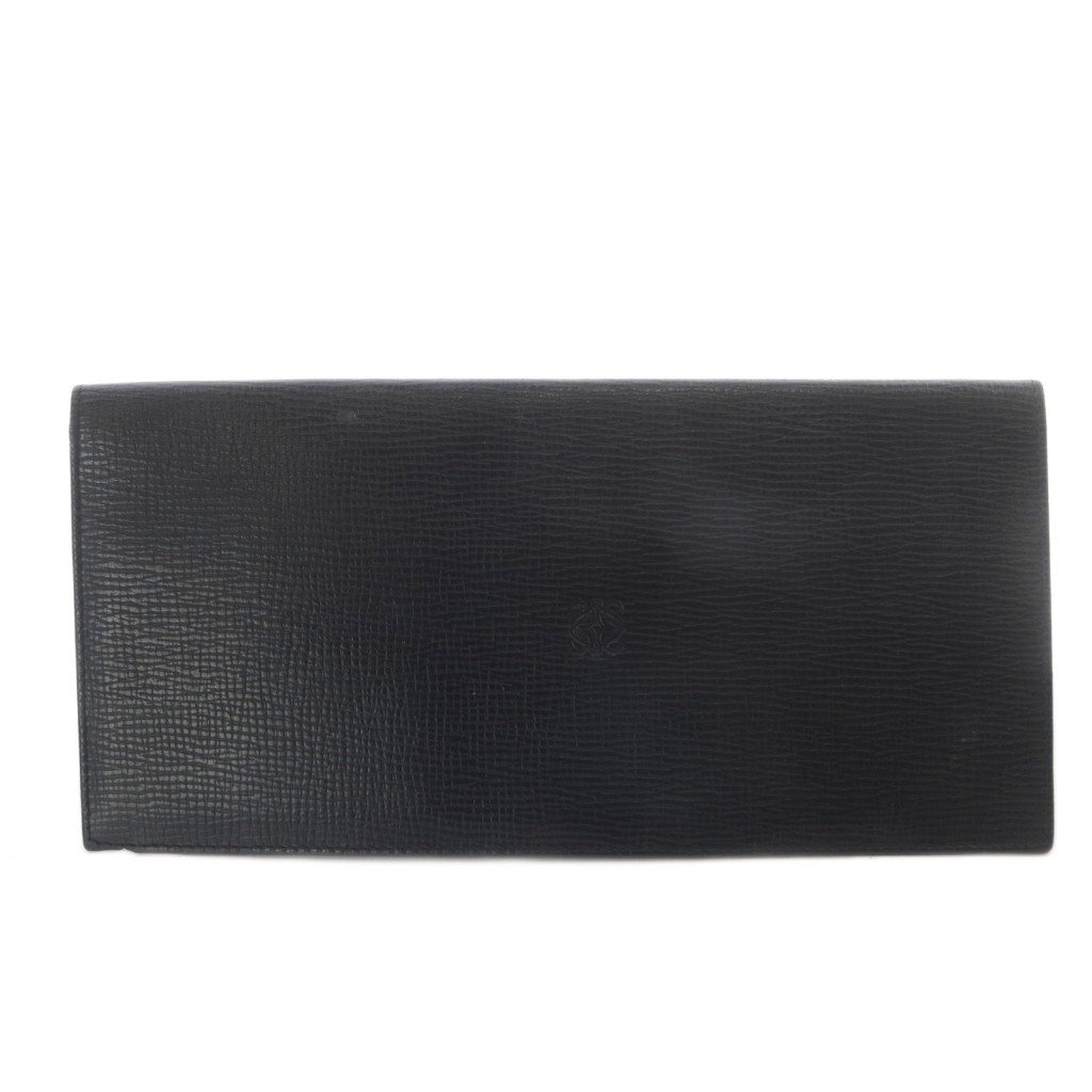 【中古】ロエベ LOEWE 長紙入れ 御釣り入れなし 紙入れ なめし革 ロゴタイプ 黒 黒いこと /SR ■OH ■GY11 メンズ 【ベクター 古着】 260423