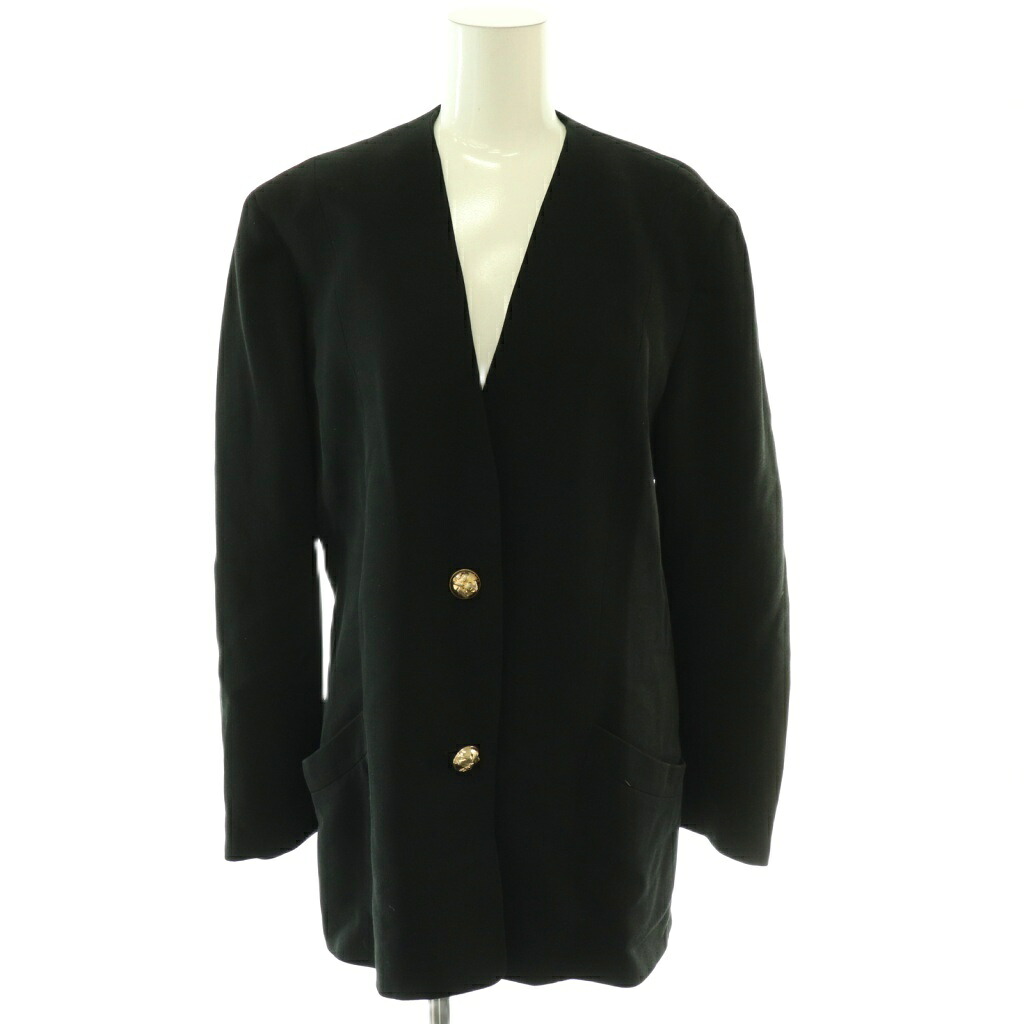 【中古】サルヴァトーレフェラガモ Salvatore Ferragamo ジャケット ノーカラー 金ボタン 42 ブラック /CX ■GY18 レディース 【ベクトル 古着】 260507｜ブランド古着の買取販売ベクトル 10,008円