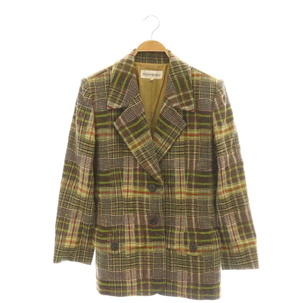 【中古】イヴサンローラン YVES SAINT LAURENT テーラードジャケット ネップツイード 38 茶 ベージュ ■GY40 /SY ■OS レディース 【ベクトル 古着】 260427｜ブランド古着の買取販売ベクトル