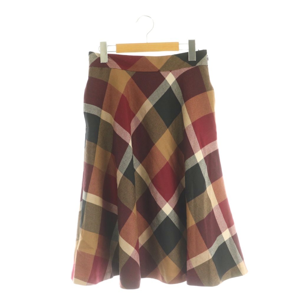 【中古】バーバリーブルーレーベル BURBERRY BLUE LABEL スカート ひざ丈 フレア チェック柄 38 レッド マルチカラー /DO ■GY18 レディース 【ベクトル 古着】 260508｜ブランド古着の買取販売ベクトル